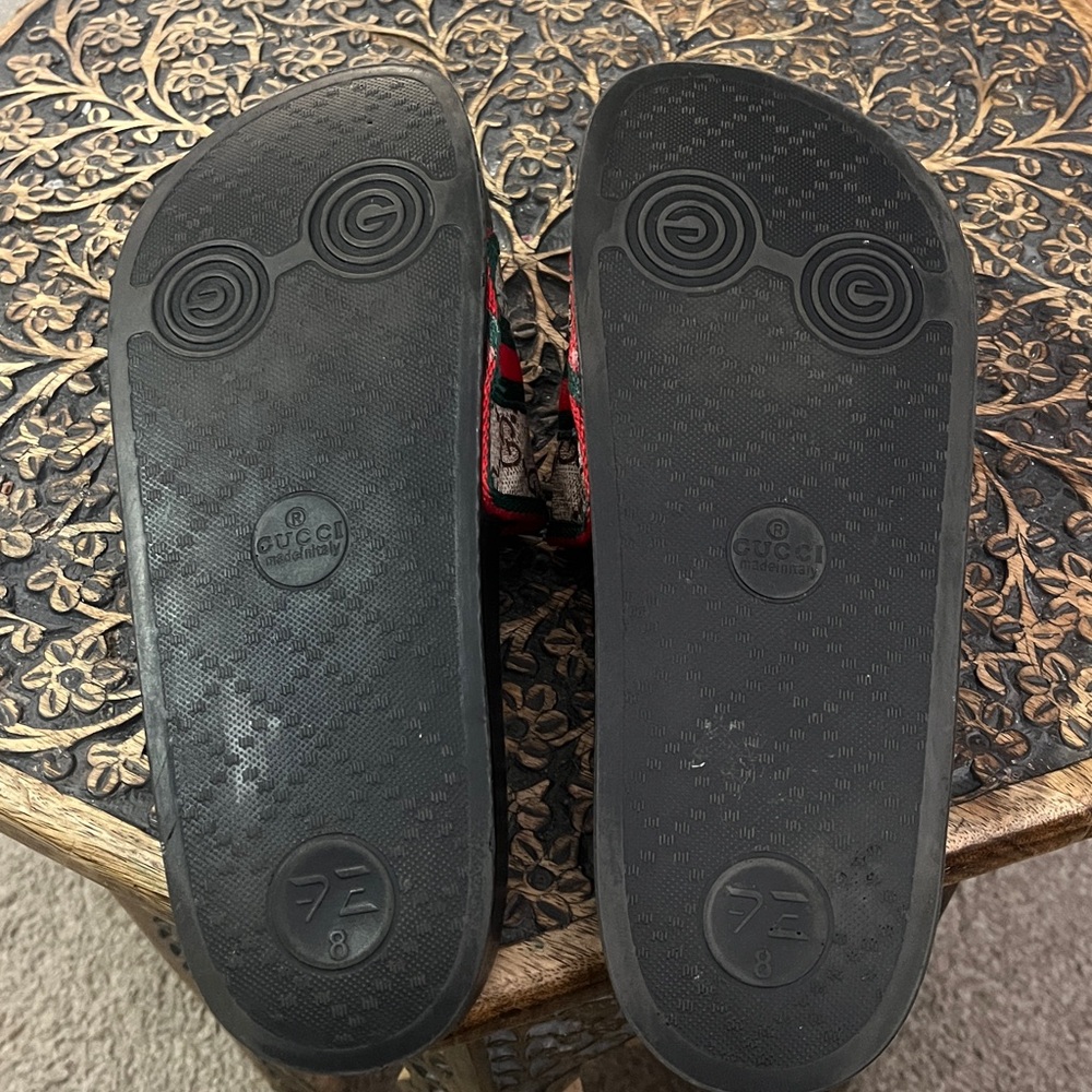 Gucci Beige and Black Slides with Red and Green Stripes Men’s 8, Women’s 9.5 - Picture 7 of 7